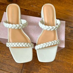 White, braided strap sandals